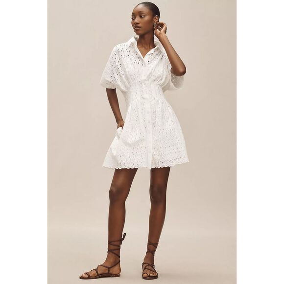 Anthropologie Dresses & Skirts - New Anthropologie The Tobie Eyelet Mini Shirt Dress by Exquise Size M